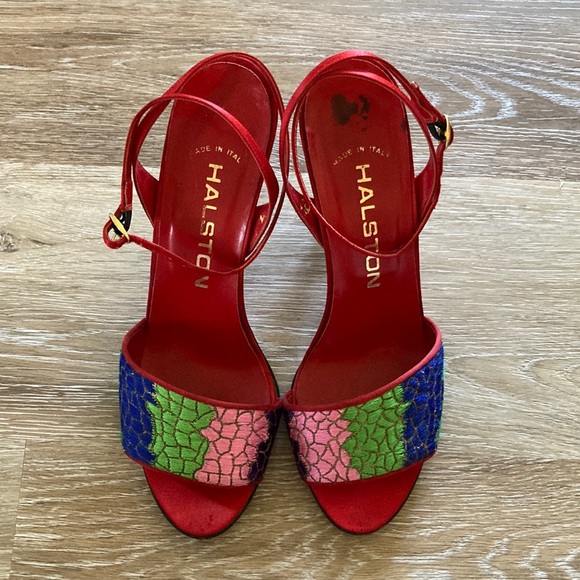 Vintage Halston Open Toe Pumps - Picture 1 of 7